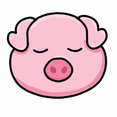 cute pink pig sticker illustration