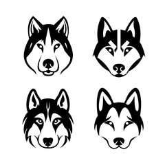 wolf or Syberia husky dog face icon line logo isolated simple modern style vector. minimal wolf or Syberia husky dog face icon line logo isolated simple modern style vector. wolf or Syberia husky logo © boommaval