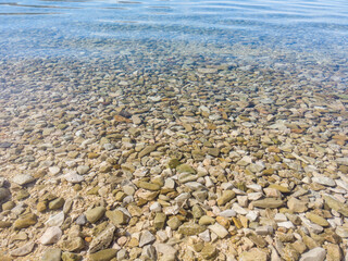 entrance to the sea covered with stones