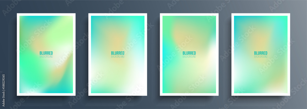Poster set of abstract backgrounds with multicolored gradients for your creative graphic design. green and 
