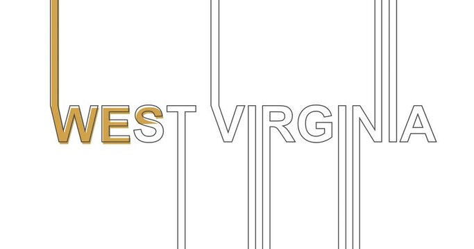 Animation relative to USA travel. West Virginia state name in geometry thin line style design. Creative vintage typography concept.