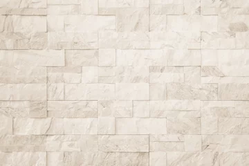 Foto op Plexiglas Cream and white brick wall texture background. Brickwork and stonework flooring interior rock old pattern design   © siripak