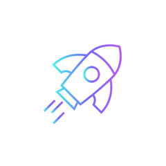 Project Launch Teamwork and Management icon with blue duotone style. development, rocket, innovation, technology, product, strategy, target. Vector illustration