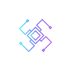 Decentralized Teamwork and Management icon with blue duotone style. network, technology, concept, blockchain, crypto, connection, bitcoin. Vector illustration