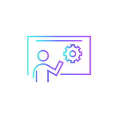 Presentation Teamwork and Management icon with blue duotone style. seminar, conference, meeting, training, discussion, communication, speech. Vector illustration