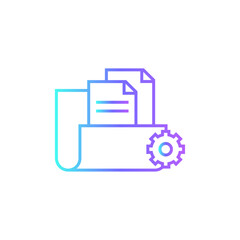 Project Management Teamwork and Management icon with blue duotone style. gear, manager, concept, planning, schedule, checklist, strategy. Vector illustration