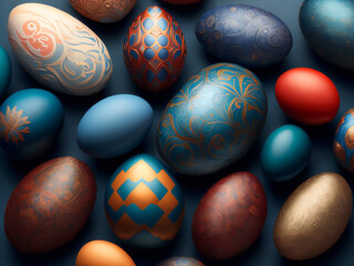 easter eggs in a nest