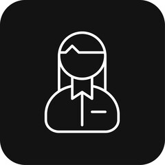 Business woman Teamwork and Management icon with black filled line style. female, person, people, girl, profile, user, worker. Vector illustration