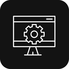 Development Teamwork and Management icon with black filled line style. concept, process, marketing, coding, data, progress, strategy. Vector illustration