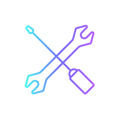 Maintenance Teamwork and Management icon with blue duotone style. repair, service, tool, gear, settings, mechanic, equipment. Vector illustration