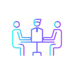 Meeting Teamwork and Management icon with blue duotone style. communication, conference, human, group, partnership, collaboration, cooperation. Vector illustration