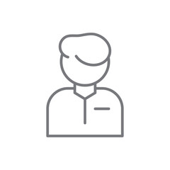 Business man Teamwork and Management icon with black outline style. person, human, manager, avatar, worker, profile, male. Vector illustration