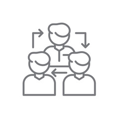 Collaboration Teamwork and Management icon with black outline style. partnership, communication, group, person, cooperation, organization, community. Vector illustration