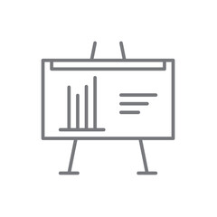 Presentation Teamwork and Management icon with black outline style. seminar, conference, meeting, training, discussion, communication, speech. Vector illustration