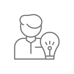 Idea Teamwork and Management icon with black outline style. creative, innovation, light, bulb, solution, bright, lamp. Vector illustration