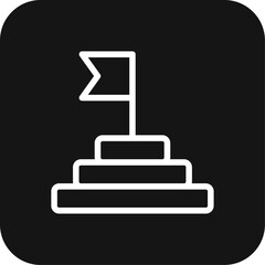 Milestone Teamwork and Management icon with black filled line style. pointer, goal, marker, achievement, report, concept, schedule. Vector illustration