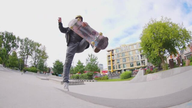 Fastplant 360 skateboard trick slow motion