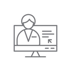 Personal Website Business people icon with black outline style. website, internet, technology, online, data, communication, information. Vector illustration