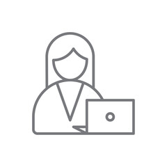 Search Business people icon with black outline style. find, look, magnifier, research, exploration, seek, explore. Vector illustration