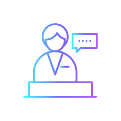 Conference Business people icon with blue duotone style. people, presentation, communication, training, discussion, talk, leader. Vector illustration