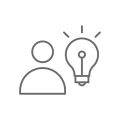 RnD Division Business people icon with black outline style. research, analysis, concept, search, optimization, brainstorm, process. Vector illustration