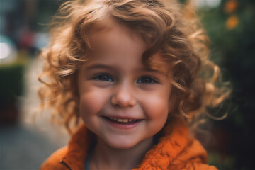 portrait of a smiling little girl, generative ai