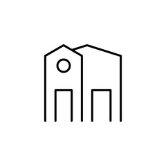 Real Estate icon with black outline style. building, home, house, sale, rent, apartment, agent. Vector illustration