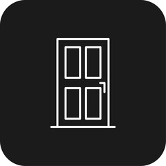 Door Real Estate icon with black filled line style. home, interior, doorway, room, entrance, lock, enter. Vector illustration