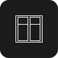 Window Real Estate icon with black filled line style. house, home, architecture, frame, room, interior, construction. Vector illustration