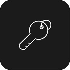 Key Real Estate icon with black filled line style. safe, unlock, house, door, security, protection, secure. Vector illustration