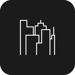 City Real Estate icon with black filled line style. urban, town, cityscape, architecture, skyscraper, home, construction. Vector illustration