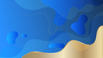Abstract wavy luxury dark blue and gold background. Illustration vector
