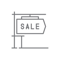 For Sale Real Estate icon with black outline style. sign, tag, buy, discount, offer, price, poster. Vector illustration
