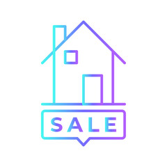 For Sale Real Estate icon with blue duotone style. sign, tag, buy, discount, offer, price, poster. Vector illustration