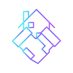 Deal Real Estate icon with blue duotone style. handshake, partnership, people, team, agreement, contract, cooperation. Vector illustration