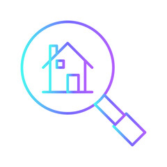 Home searching Real Estate icon with blue duotone style. house, element, arrow, sale, property, map, building. Vector illustration