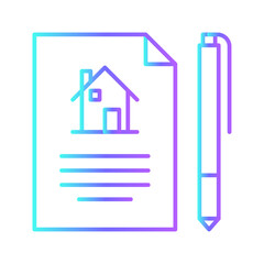 Agreement Real Estate icon with blue duotone style. cooperation, contract, document, quality, form, application, corporate. Vector illustration
