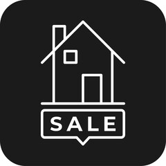 For Sale Real Estate icon with black filled line style. sign, tag, buy, discount, offer, price, poster. Vector illustration