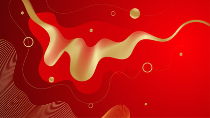 Vector abstract cherry red and gold metallic background