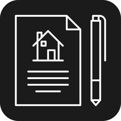 Agreement Real Estate icon with black filled line style. cooperation, contract, document, quality, form, application, corporate. Vector illustration