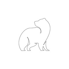 Bear in continuous line art drawing style minimalist black linear sketch isolated on white background. Vector illustration