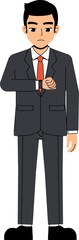 Seth Business Man Wearing Suit And Tie Watch Time Boring Pose Standing Character Design Isolated