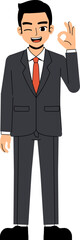 Seth Business Man Wearing Suit And Tie Yes Okay Agree Hand Pose Standing Character Design Isolated