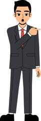 Seth Business Man Wearing Suit And Tie Advice Point Look Pose Standing Character Design Isolated