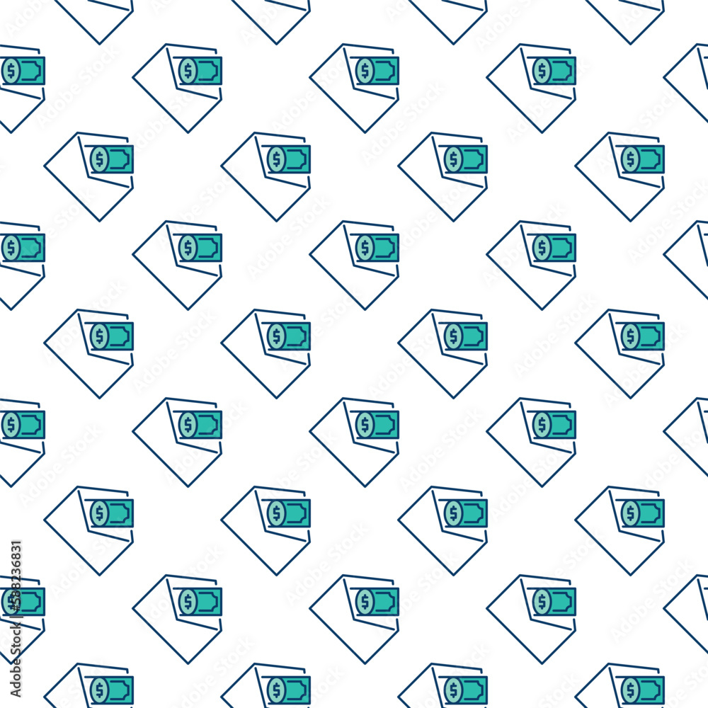Aufkleber Cash in Open Envelope vector colored seamless pattern
