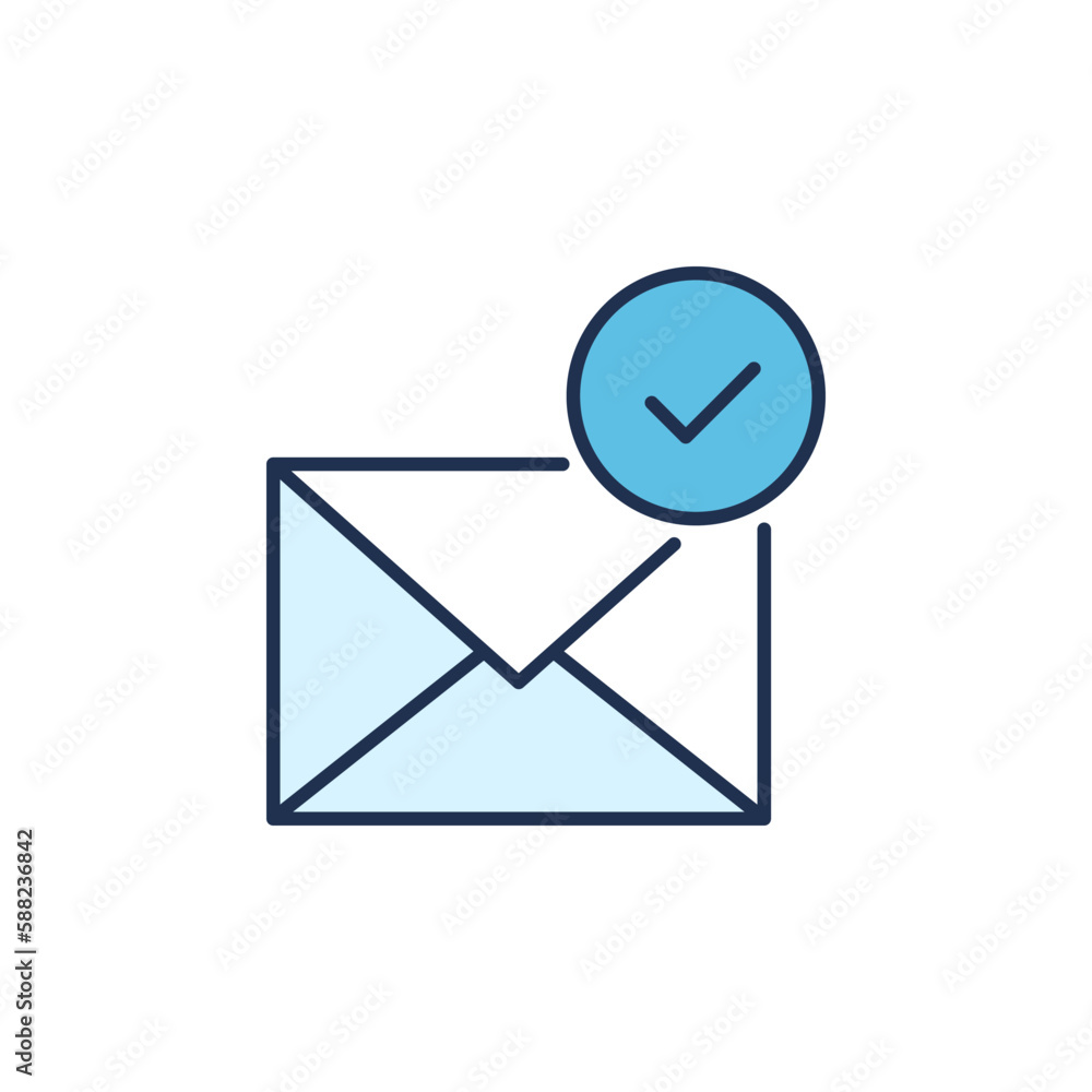 Poster checkmark on envelope vector email check concept colored icon