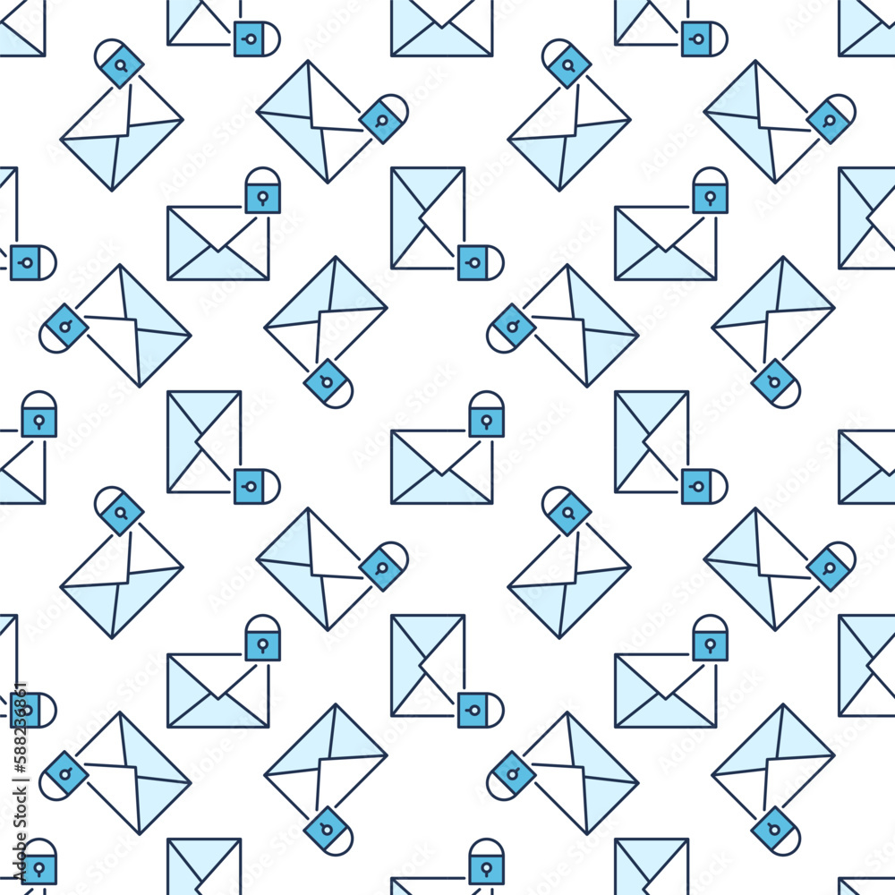 Poster close padlock and envelope vector colored seamless pattern