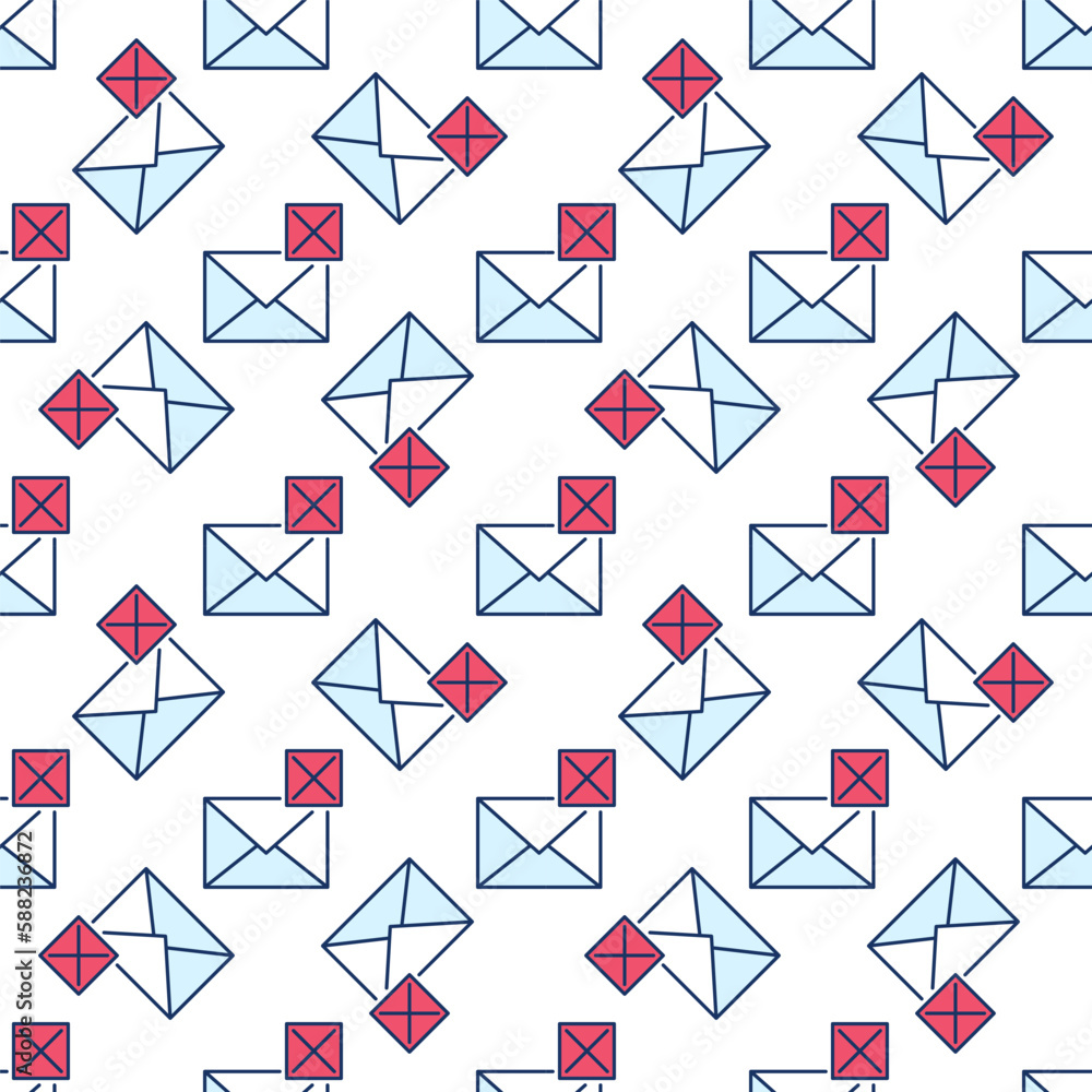 Poster cross sign and envelope vector colored seamless pattern