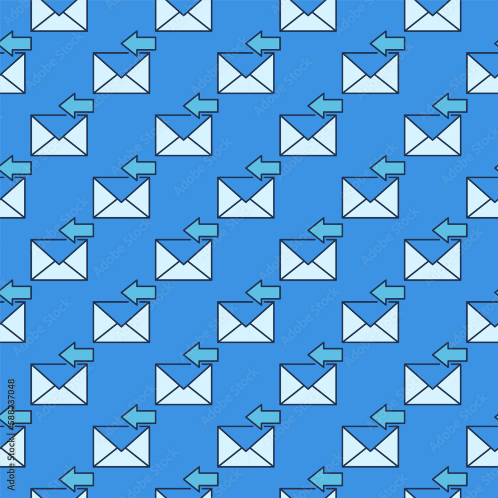 Poster envelope and horizontal arrow vector blue seamless pattern