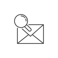 Envelope and Magnifying Glass vector Message Search concept outline icon